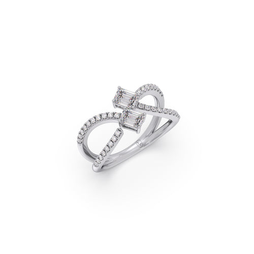Intertwined Emerald Cut Solitaire Diamond Ring