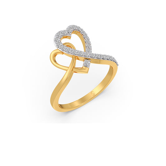 Heart Knot Diamond Ring - Yellow