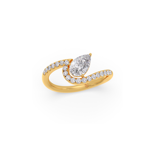 0.75 cts Pear Solitaire and Round Diamond Eternal Curve Ring