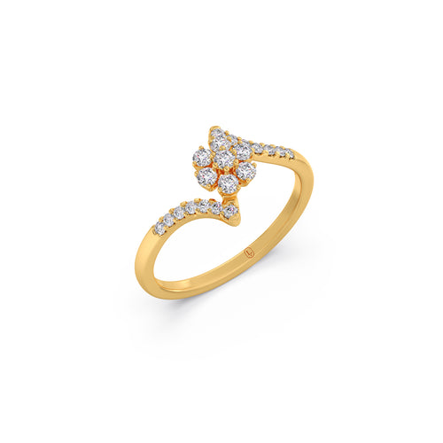 Swirl Blossom Round Diamond Ring