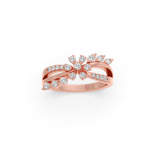 Floral Motif Bypass Ring