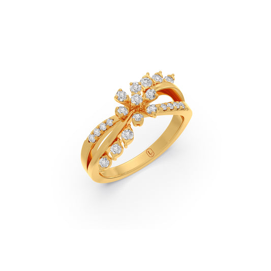 Floral Motif Bypass Ring - Yellow
