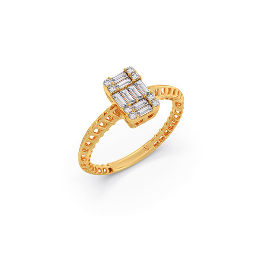 Baguette & Round Diamond Harmony Ring
