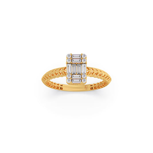 Baguette & Round Diamond Harmony Ring
