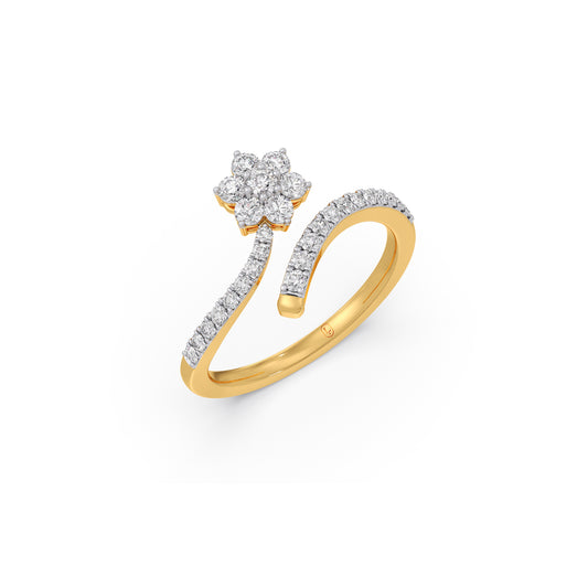 Bloom Cluster Diamond Bypass Ring - Yellow
