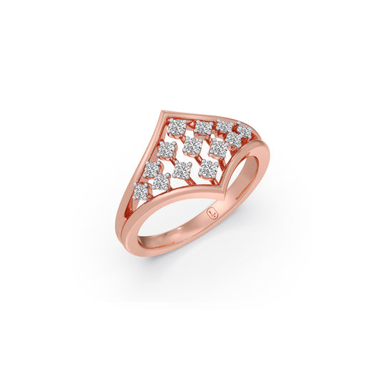 Floral Net Diamond Ring - Rose