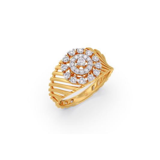 Lattice Cluster Diamond Slatted Ring - Yellow
