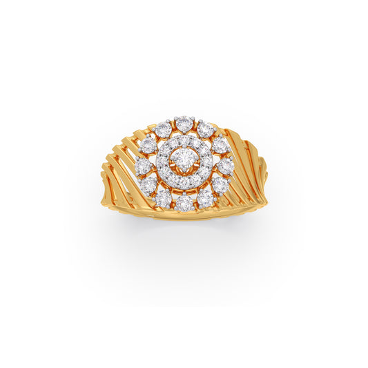 Lattice Cluster Diamond Slatted Ring - Yellow