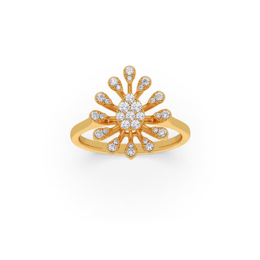 Cosmos Pear Ray Diamond Ring - Yellow