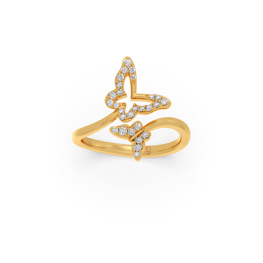 Flutter Kiss Diamond Gap Ring - Yellow