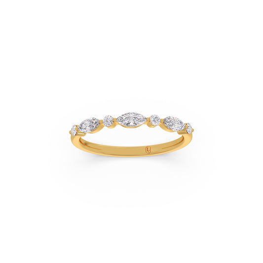 Marquise & Round Diamond Delicate Ring - Yellow