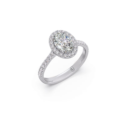 1 cts Oval Solitaire and Round Diamond Majestic Ring