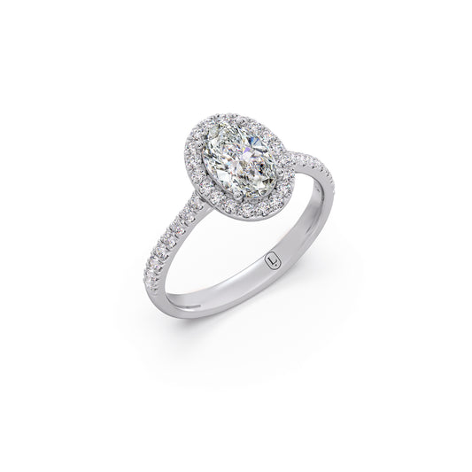 1 cts Oval Solitaire and Round Diamond Majestic Ring
