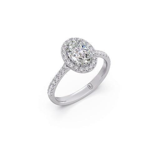 1 cts Oval Solitaire and Round Diamond Majestic Ring