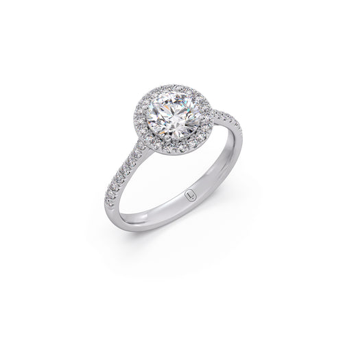 Solitaire Halo Round Sidestone Ring