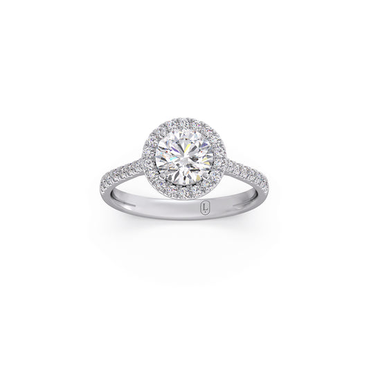 Solitaire Halo Round Sidestone Ring