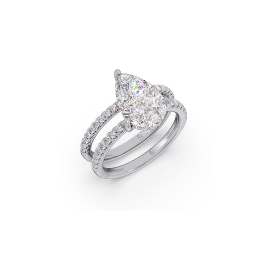 Promise of Eternity Pear Solitaire Stackable Ring - White