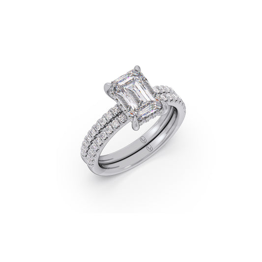 Emerald Heritage Solitaire Diamond Stackable Ring - White