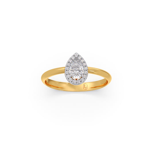Teardrop Halo Solitaire Ring - Yellow
