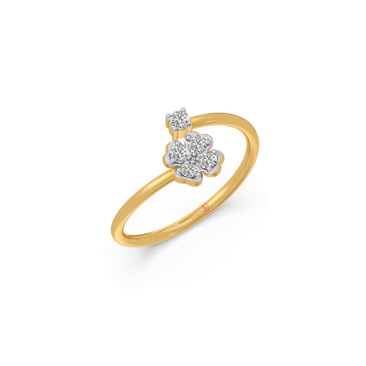 Floral Cluster Solitaire Diamond Ring - Yellow