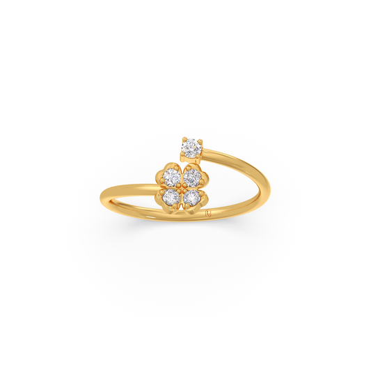 Floral Cluster Solitaire Diamond Ring - Yellow