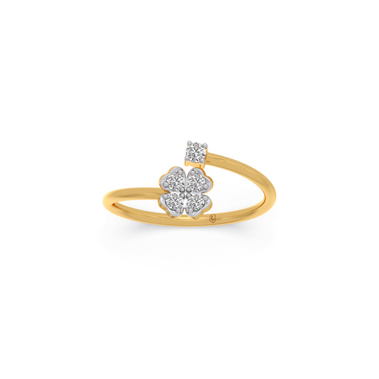 Floral Cluster Solitaire Diamond Ring - Yellow