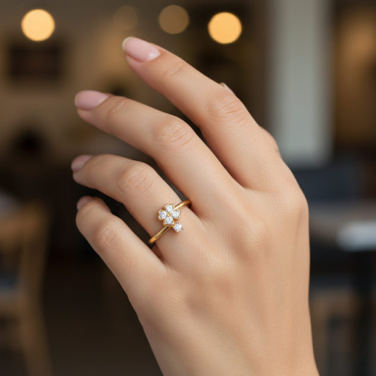 Floral Cluster Solitaire Diamond Ring