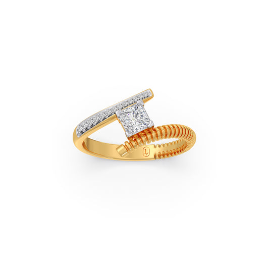 Apex Wrap Diamond Bypass Ring - Yellow