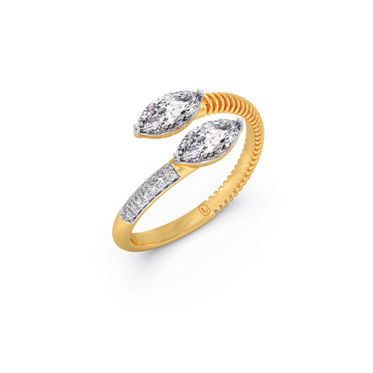 Marquise Paradox Diamond Bypass Ring - Yellow