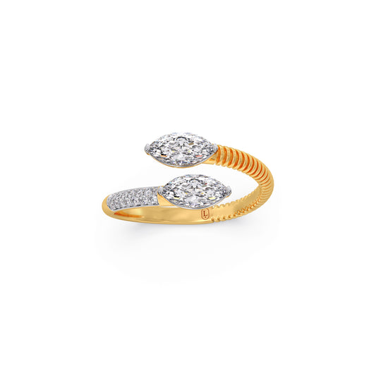 Marquise Paradox Diamond Bypass Ring - Yellow