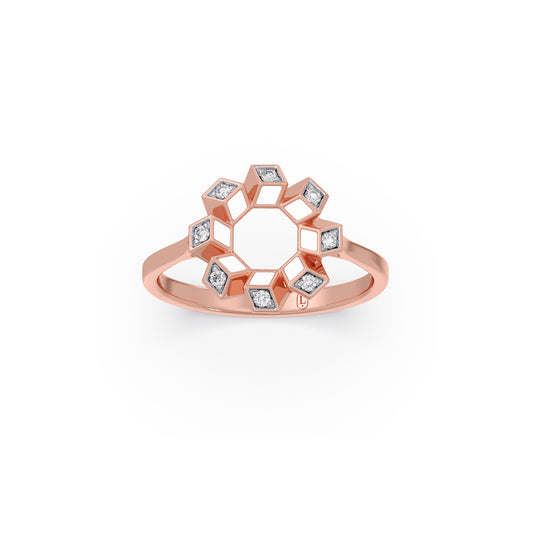 Mosaic Block Diamond Ring - Rose