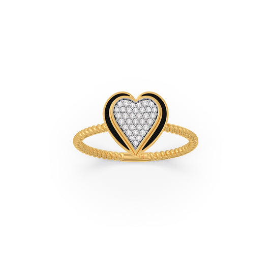 Entwined Ceramic Heart Diamond Ring - Yellow