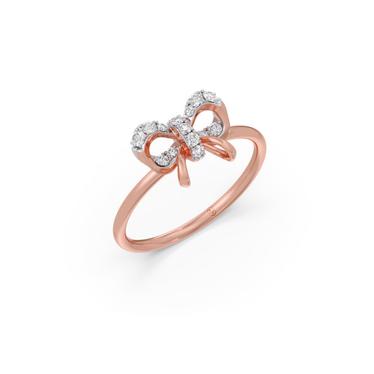 Sparkle Ribbon Diamond Ring - Rose