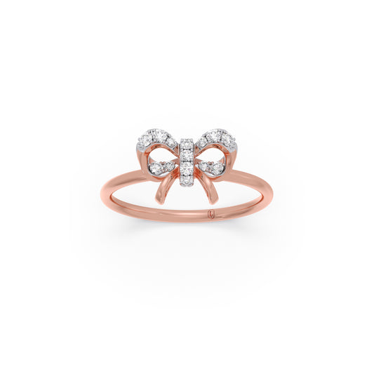 Sparkle Ribbon Diamond Ring - Rose