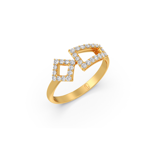 Offset Geometric Diamond Ring