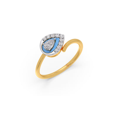 Enamel Teardrop Bypass Diamond Ring