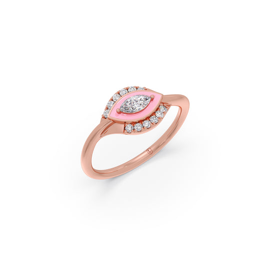 Cotton Candy Marquise And Round Diamond Ring - Rose
