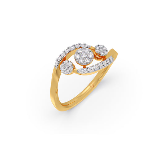 The Swirl Cluster Diamond Ring - Yellow