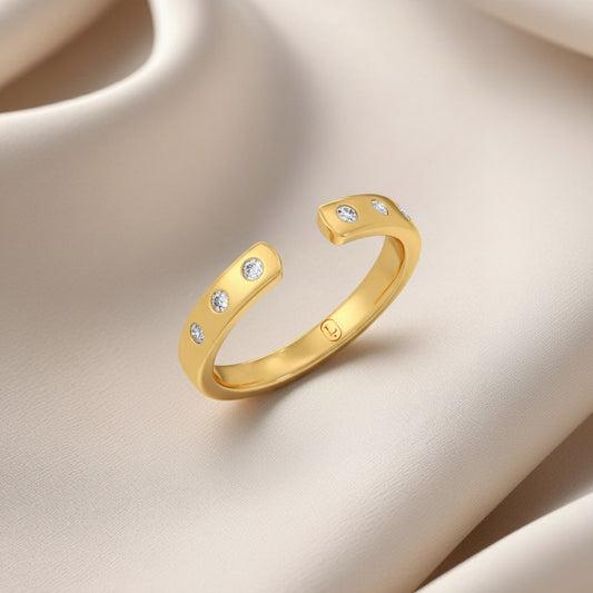 The Scatter Bezel Set Diamond Gap Ring