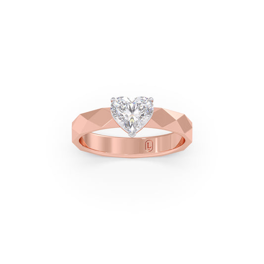 Luminous Heart Solitaire Diamond Ring - Rose