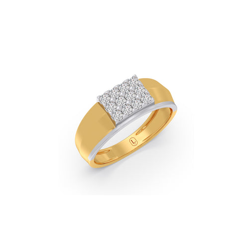 Rectangular Cluster Diamond Mens Ring