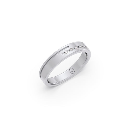 Linear Platinum Diamond Couple Band For Her - Plt