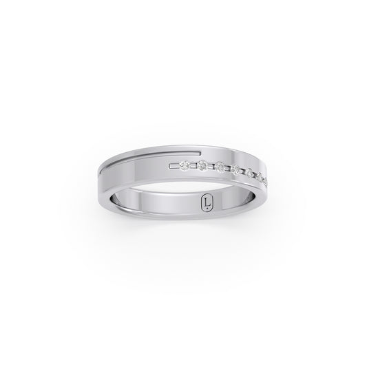 Linear Platinum Diamond Couple Band For Her - Plt