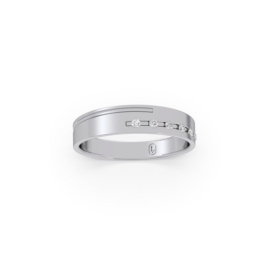 Linear Platinum Diamond Couple Band For Him - Plt