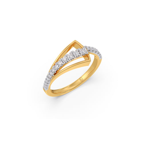 Chevron Round Diamond Ring