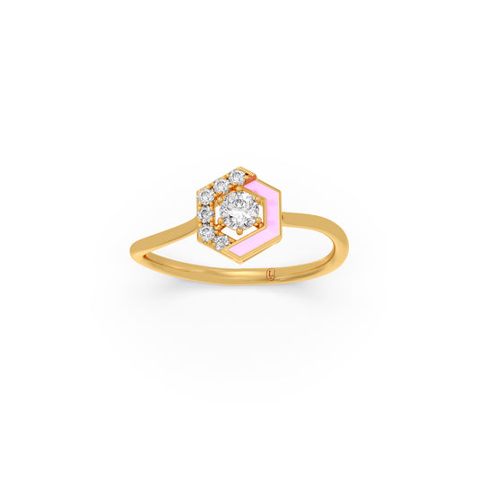 Cotton Candy Hexagon Diamond Ring