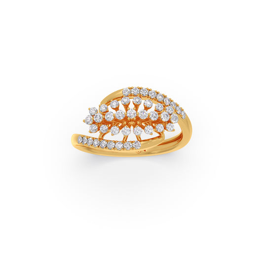 Ethereal Wave Diamond Bypass Ring - Yellow
