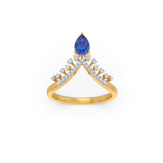 Tiara Teardrop Diamond Chevron Ring - Yellow