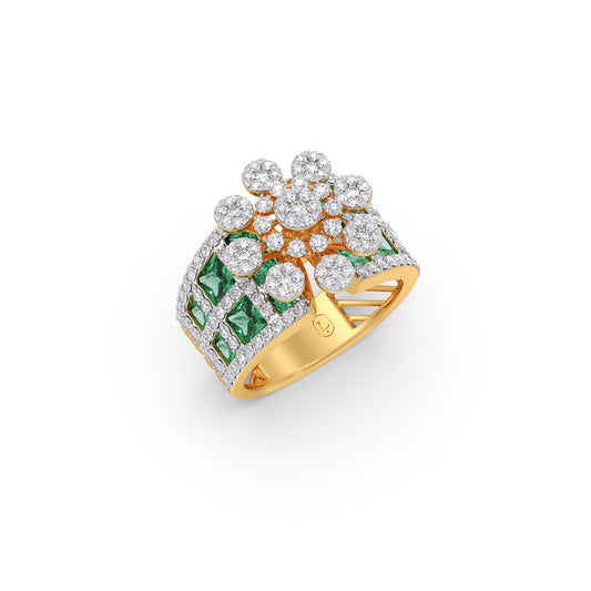 Royale Flora Cluster Diamond Ring - Yellow