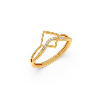 Curve Diamond Geometric Ring
